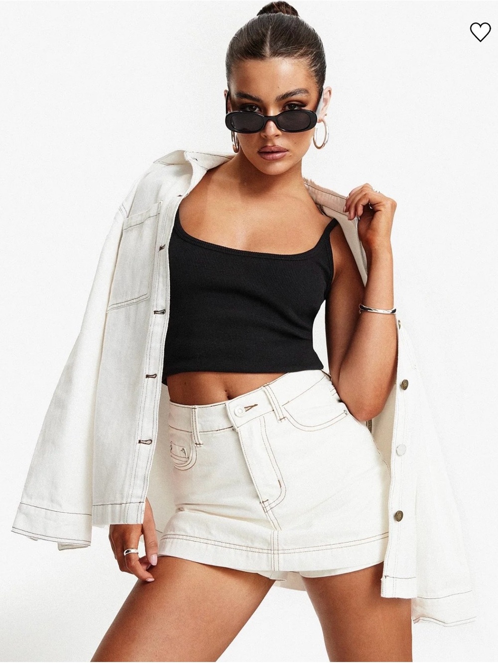 Princess Polly Katlynne White Denim Mini Skort size 10